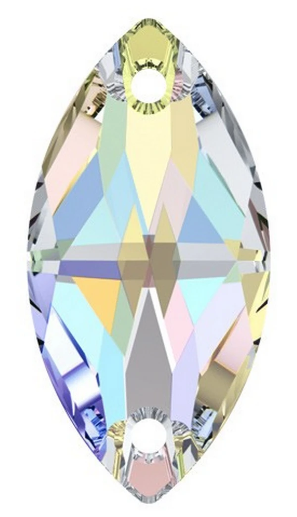 Bling! 3223 Navette Shape Faceted Sew On, Crystal AB 18x9mm
