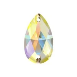 Bling! 3230 Crystal Pear Shape Faceted Sew On, Crystal AB 28x17mm