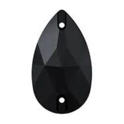 Bling! 3230 Crystal Pear Shape Faceted Sew On, Jet 18x10.5mm