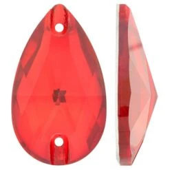 Bling! 3230 Crystal Pear Shape Faceted Sew On, Light Siam 28x17mm
